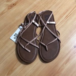 Rose gold strappy sandals